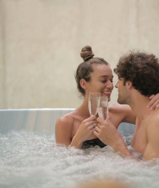 Relaxing in the jacuzzi Relaxing in the jacuzzi